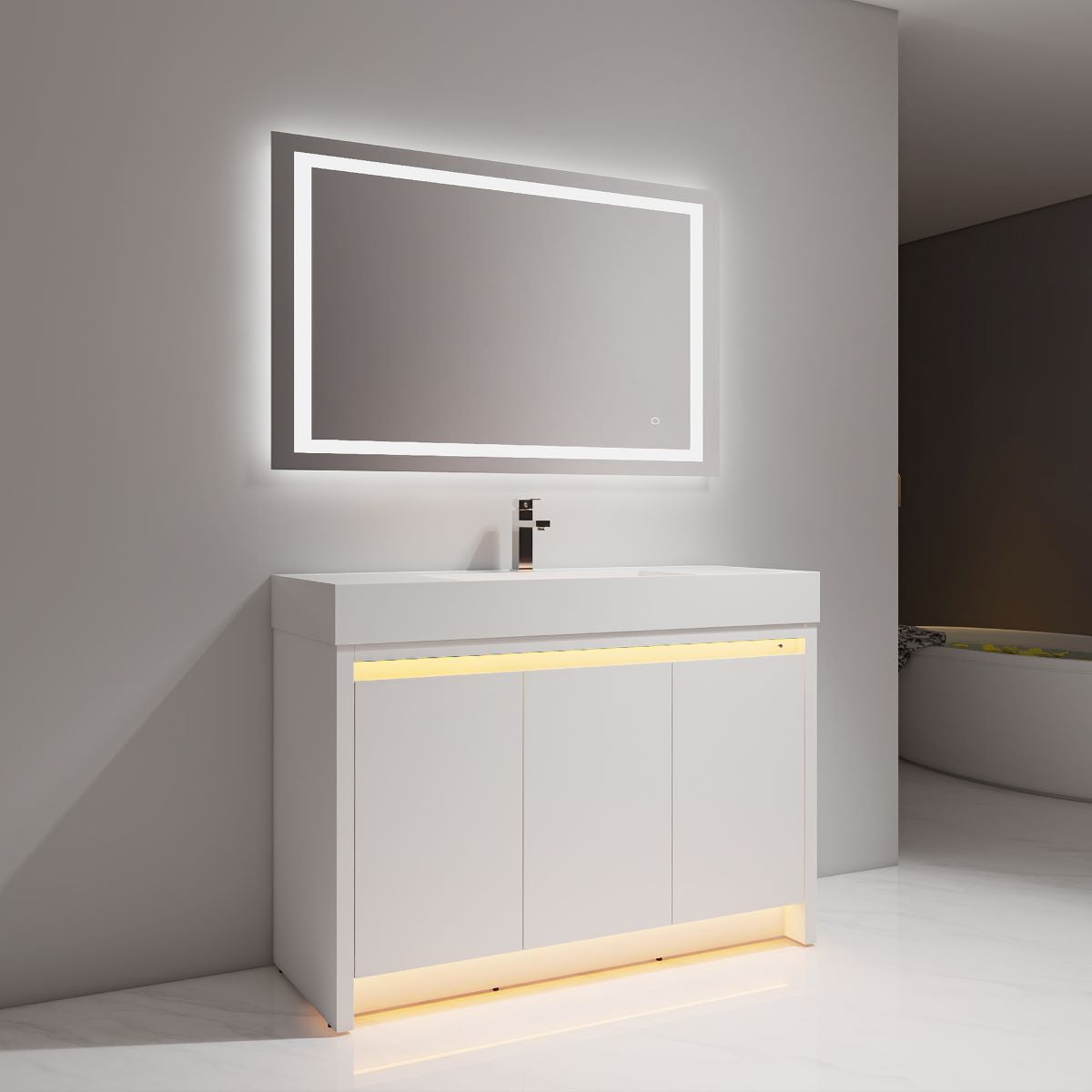 Capri 48″ Glossy White Vanity (Dual LED Illuminated)