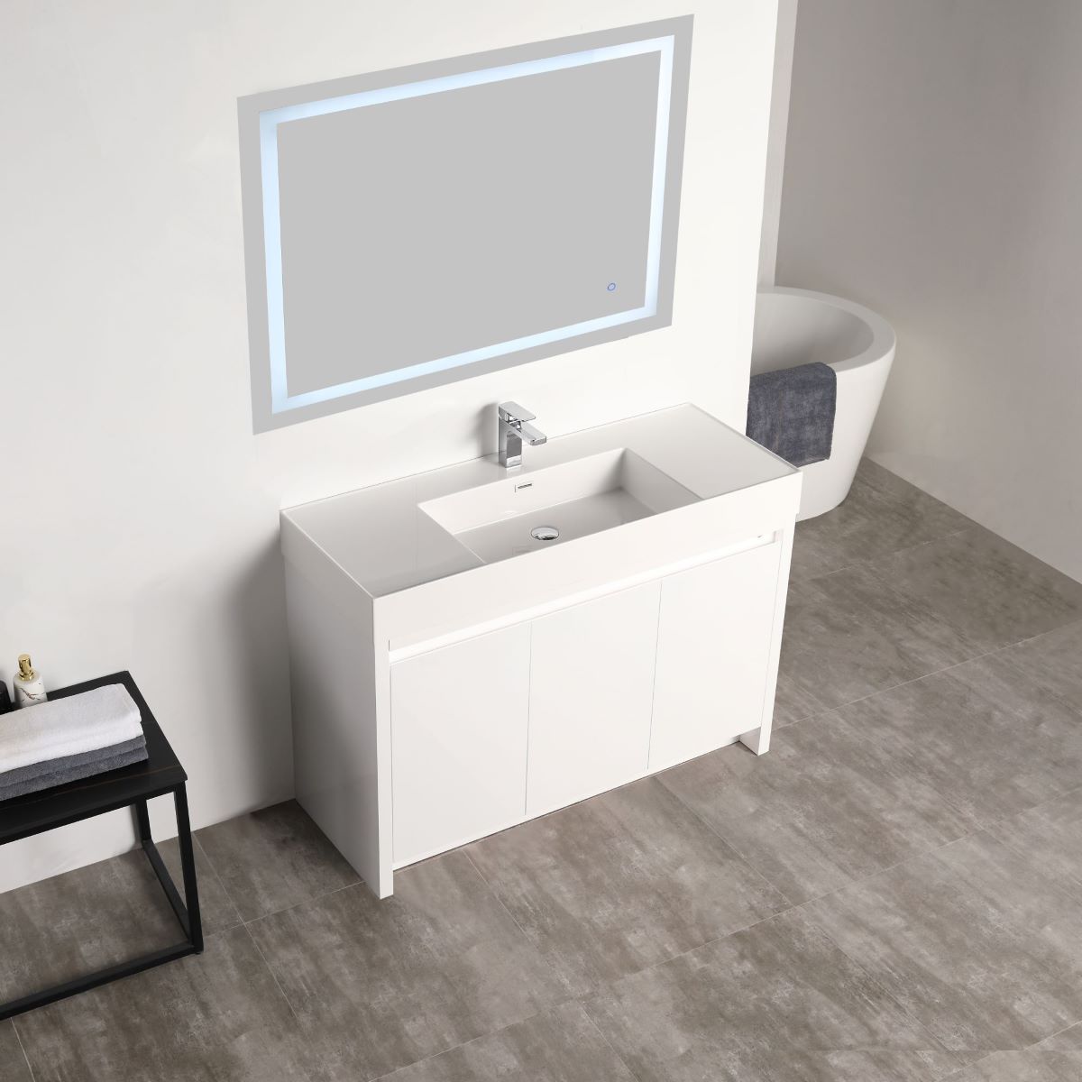 Capri 48″ Glossy White Vanity (Dual LED Illuminated)