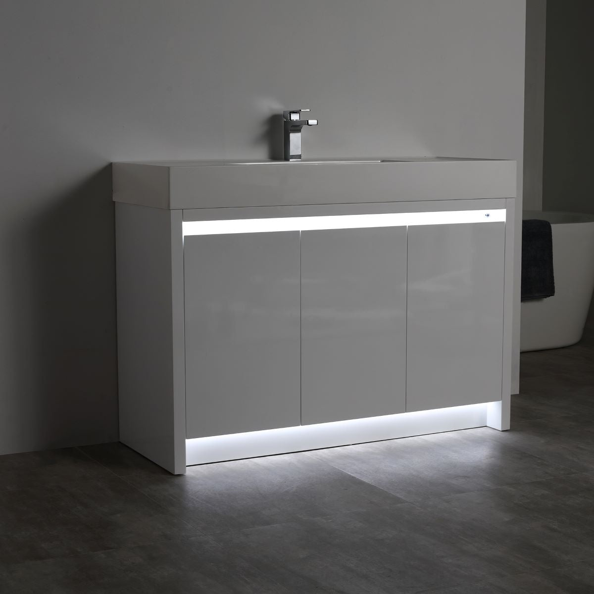 Capri 48″ Glossy White Vanity (Dual LED Illuminated)