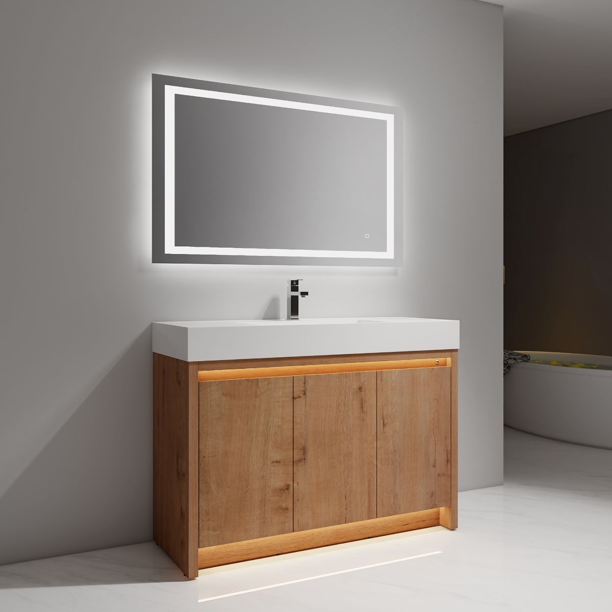 Capri 48″ Classic Oak Vanity (Dual LED Illuminated)