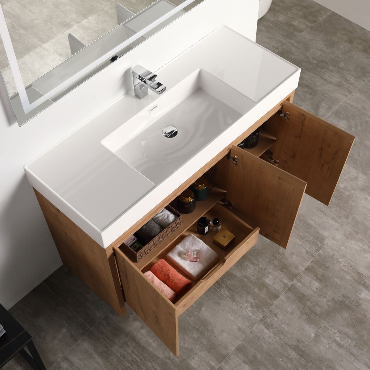 Capri 48″ Classic Oak Vanity (Dual LED Illuminated)