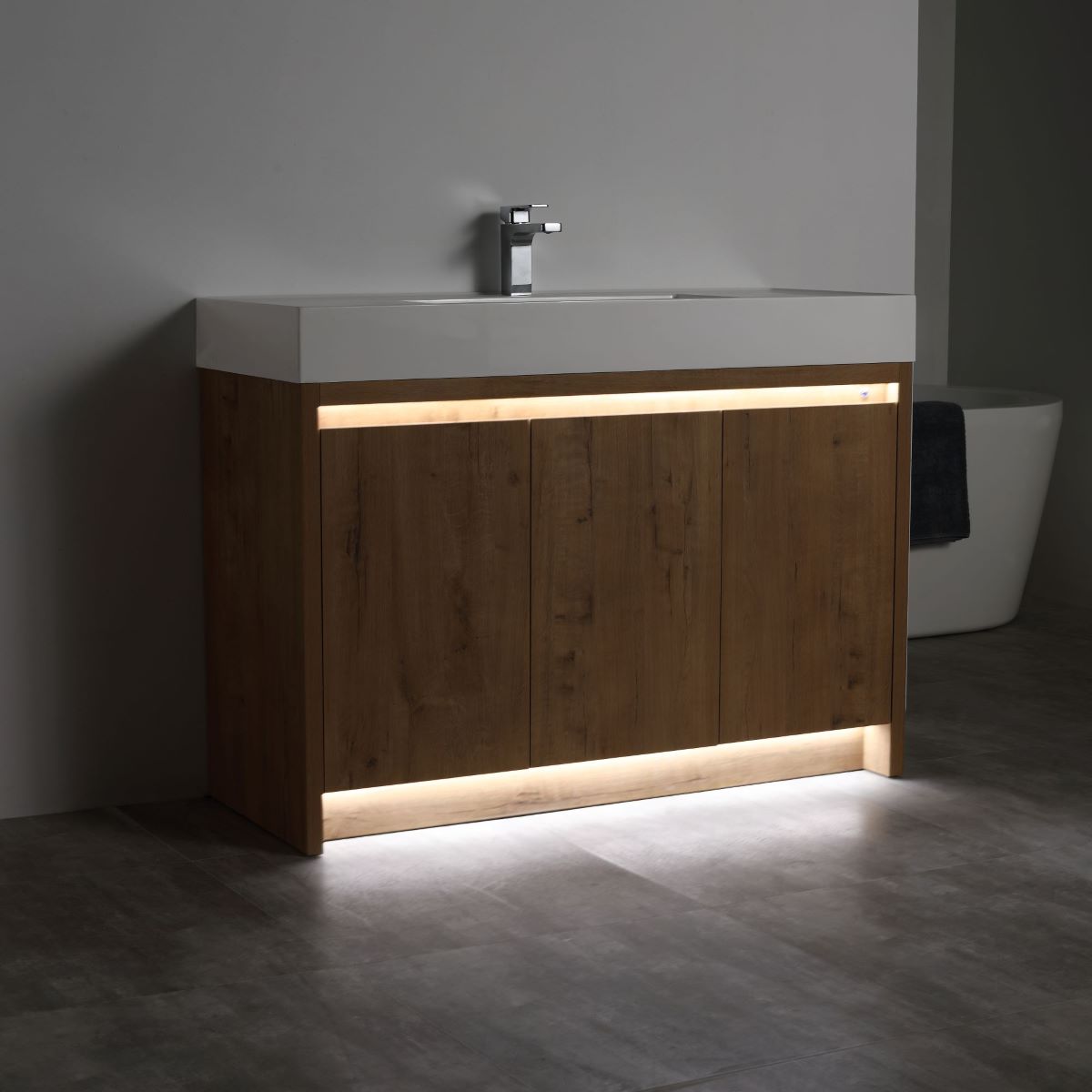 Capri 48″ Classic Oak Vanity (Dual LED Illuminated)