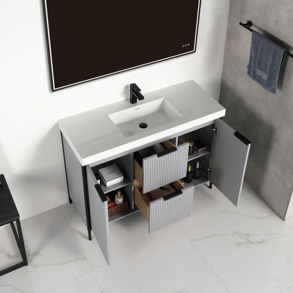 Zurich 48″ Metal Gray Vanity