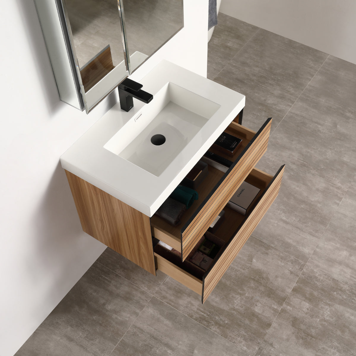 Annecy Maple Strip 24″ Vanity with Ceramic Top-Mount Basin