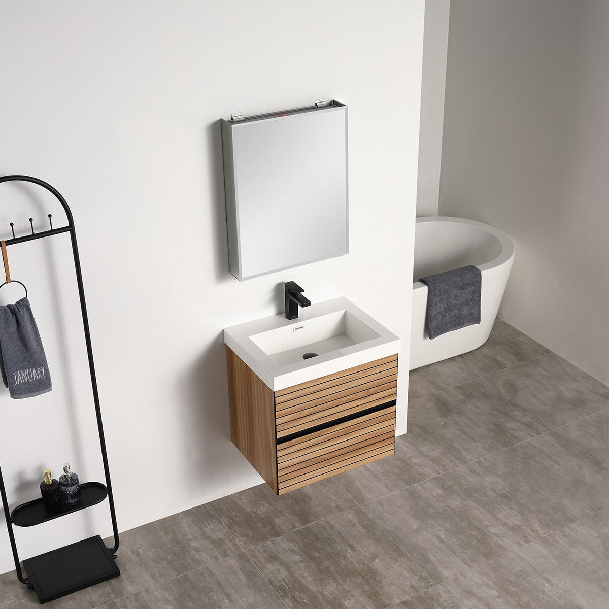 Annecy Maple Strip 24″ Vanity with Ceramic Top-Mount Basin