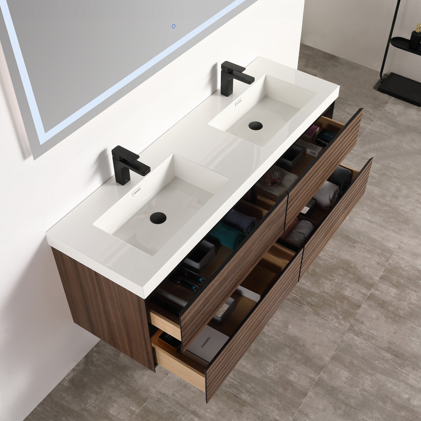 Annecy Maple Strip 60″ Vanity with Acrylic Top-Mount Basin