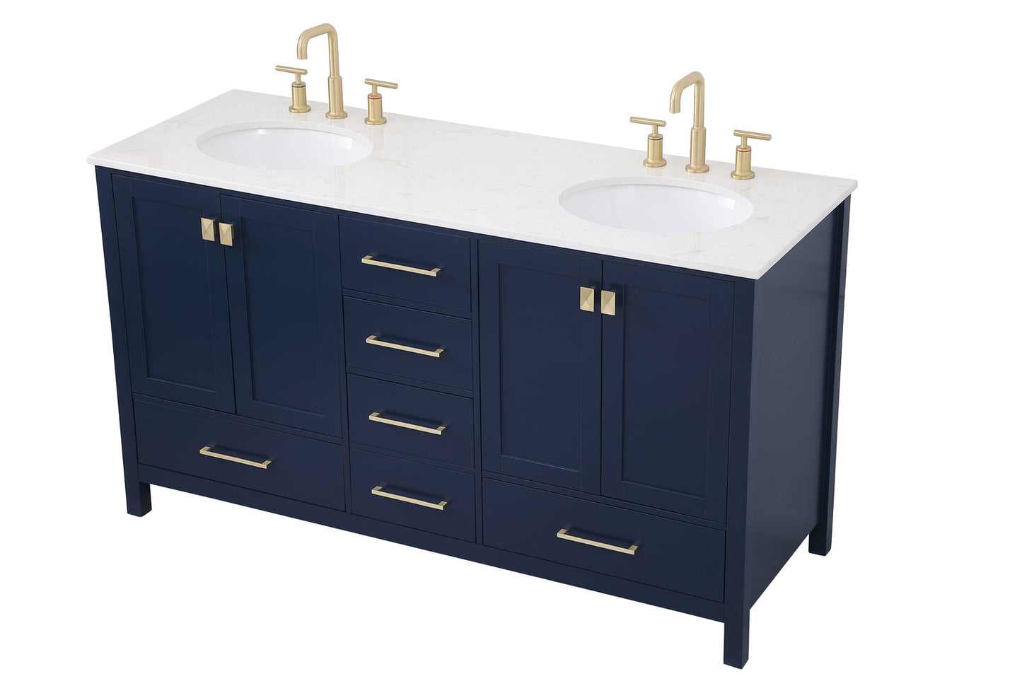 60 inch Double Bathroom Vanity in Blue VF18860DBL
