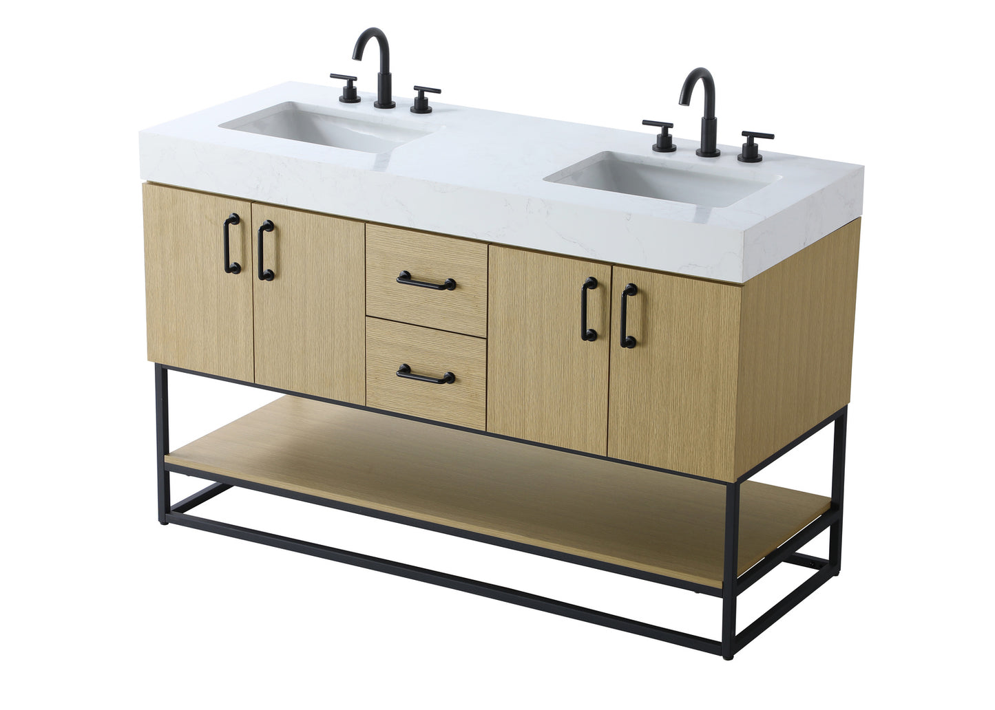 54 inch Double Bathroom Vanity in Honey Brown VF29254DMHB