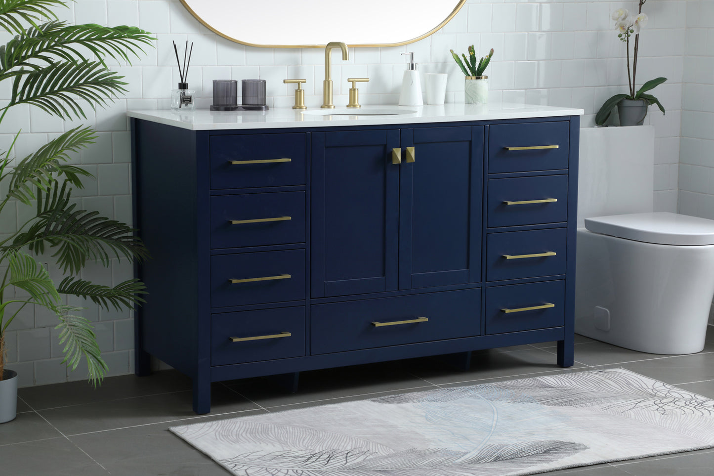 Irene Vanity Cabinet 9Dw2Dr 54x22x34 Blue VF18854BL