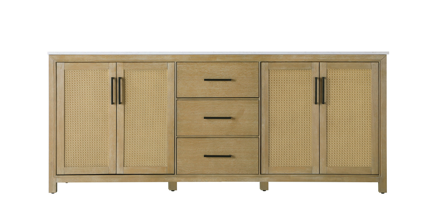 84 Inch Double Bathroom Vanity In Linen Oak VF29584DLO