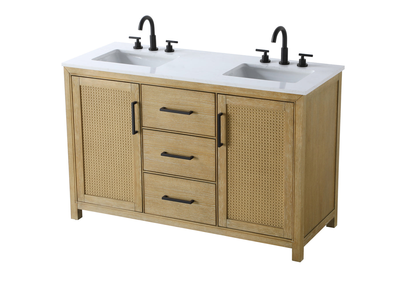 54 Inch Double Bathroom Vanity In Linen Oak VF29554DLO