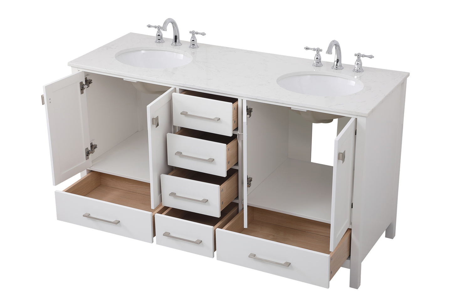 60 inch Double Bathroom Vanity in White VF18860DWH