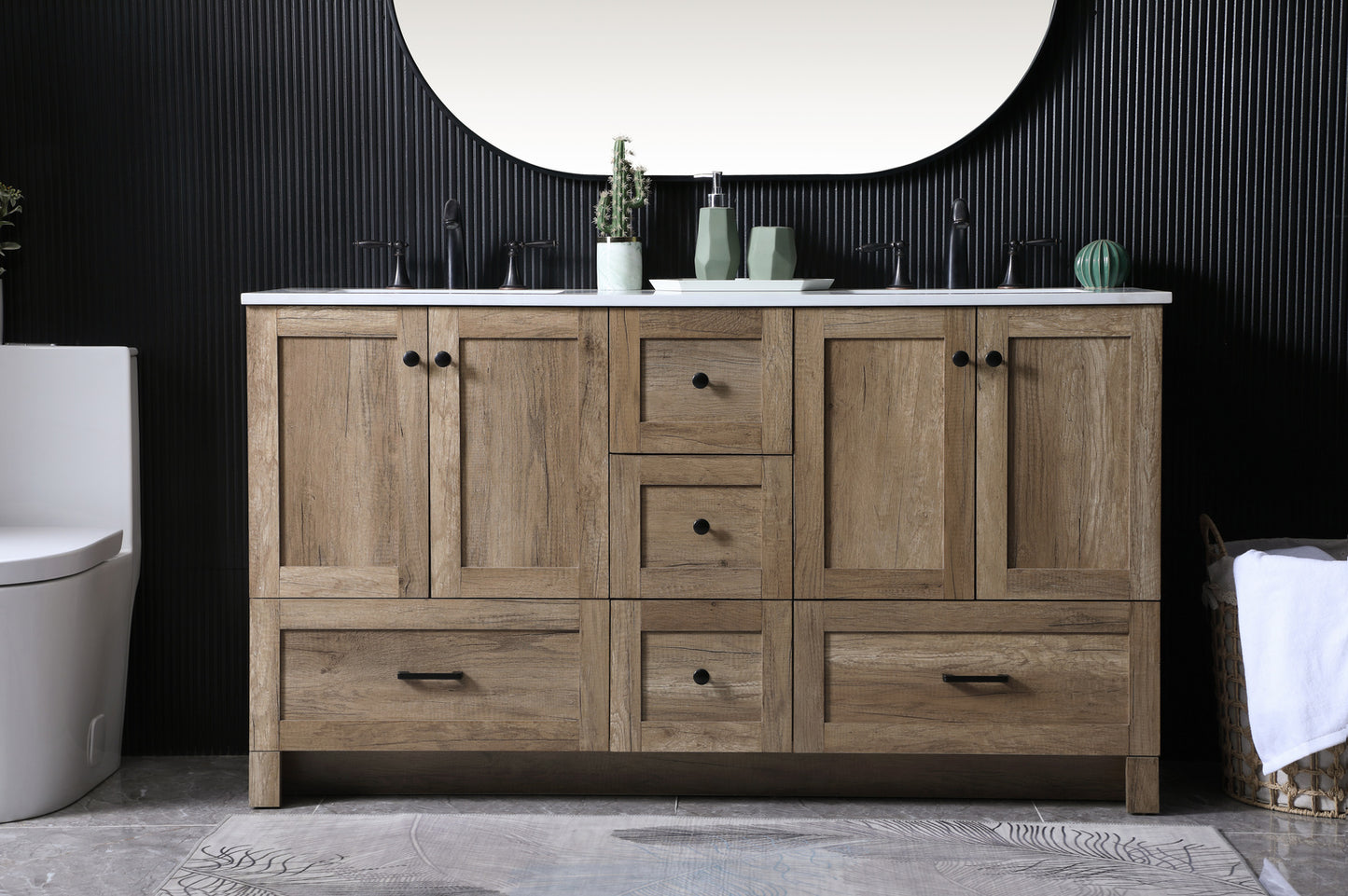 60 inch Double bathroom vanity in natural oak VF2860DNT