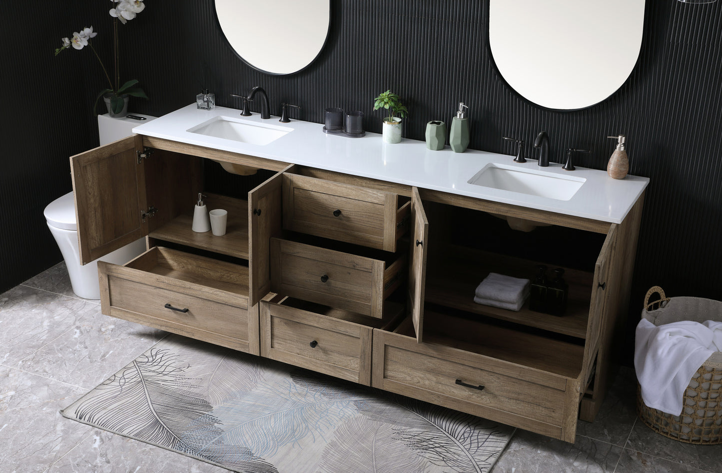 84 inch Double bathroom vanity in natural oak VF2884DNT