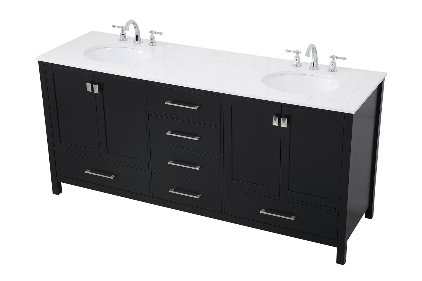 72 inch Double Bathroom Vanity in Black VF18872DBK