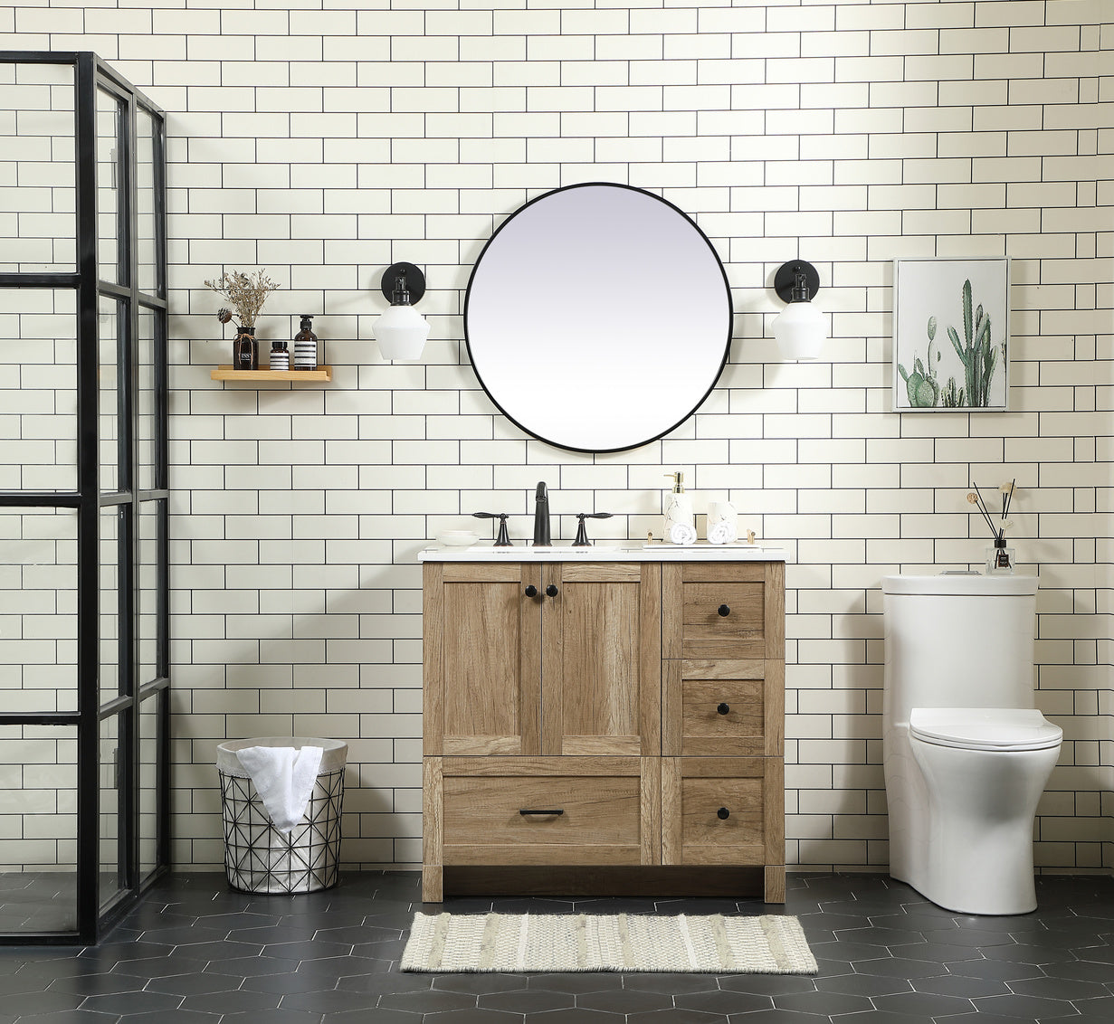 36 inch Single bathroom vanity in natural oak VF2836NT