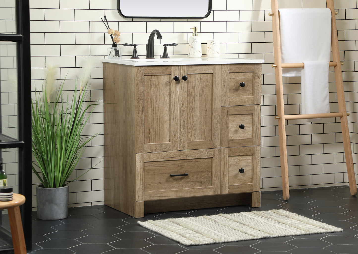 32 inch Single bathroom vanity in natural oak VF2832NT