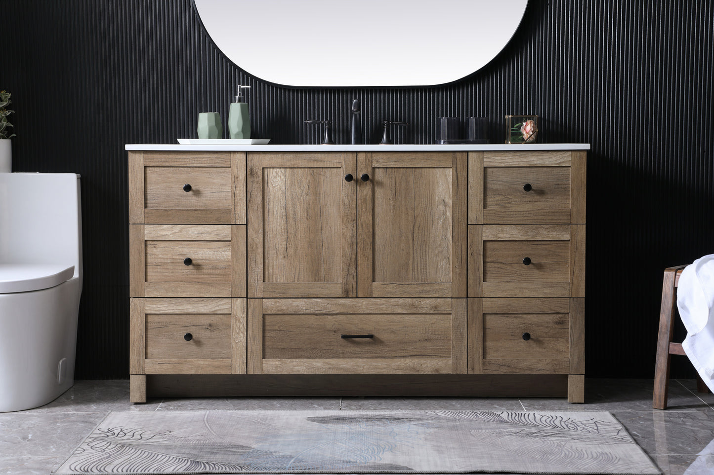 60 inch Single bathroom vanity in natural oak VF2860NT