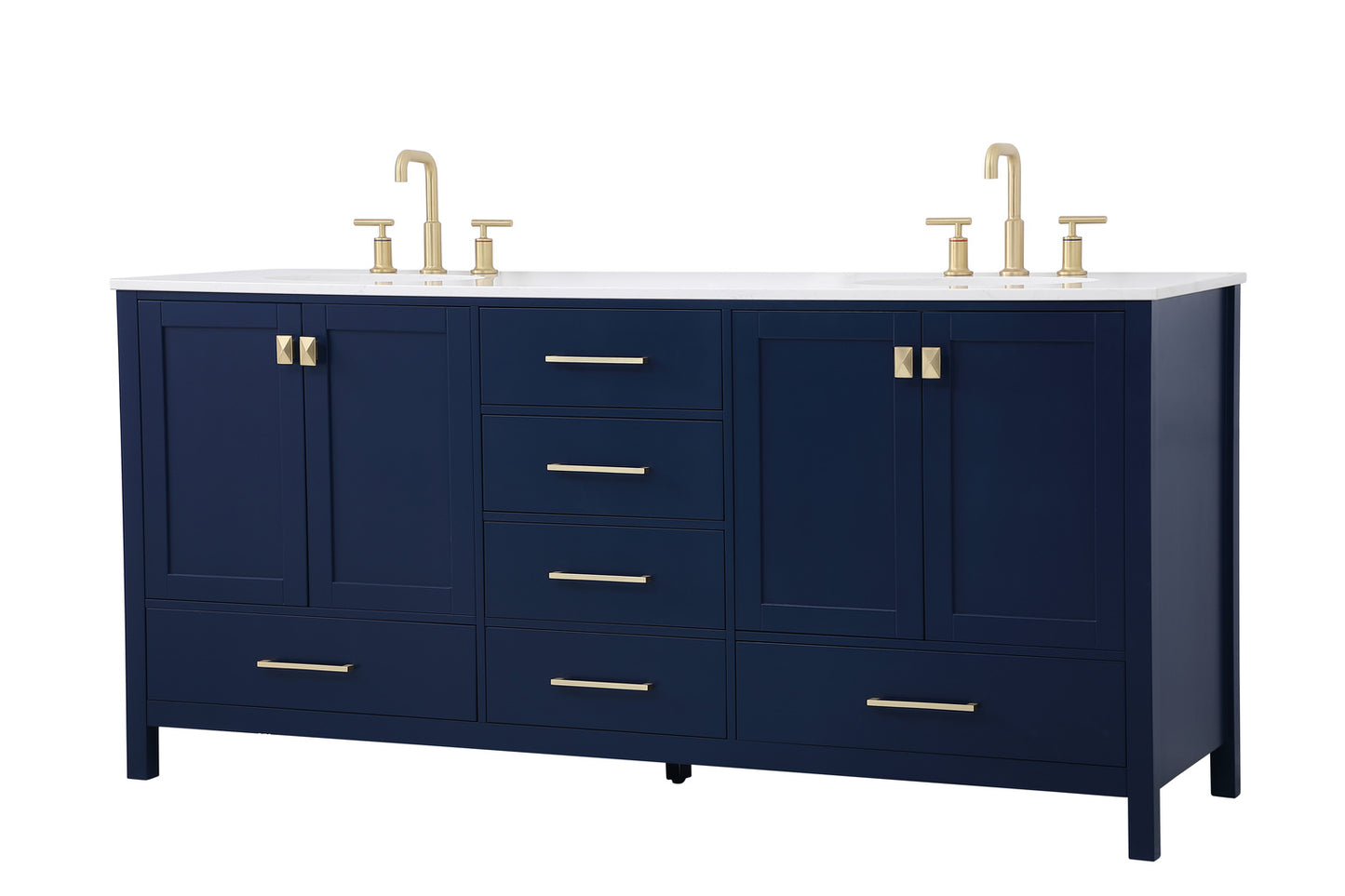 72 inch Double Bathroom Vanity in Blue VF18872DBL