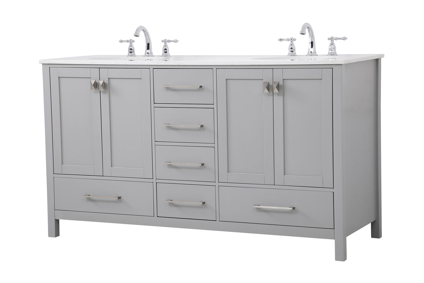 60 inch Double Bathroom Vanity in Gray VF18860DGR