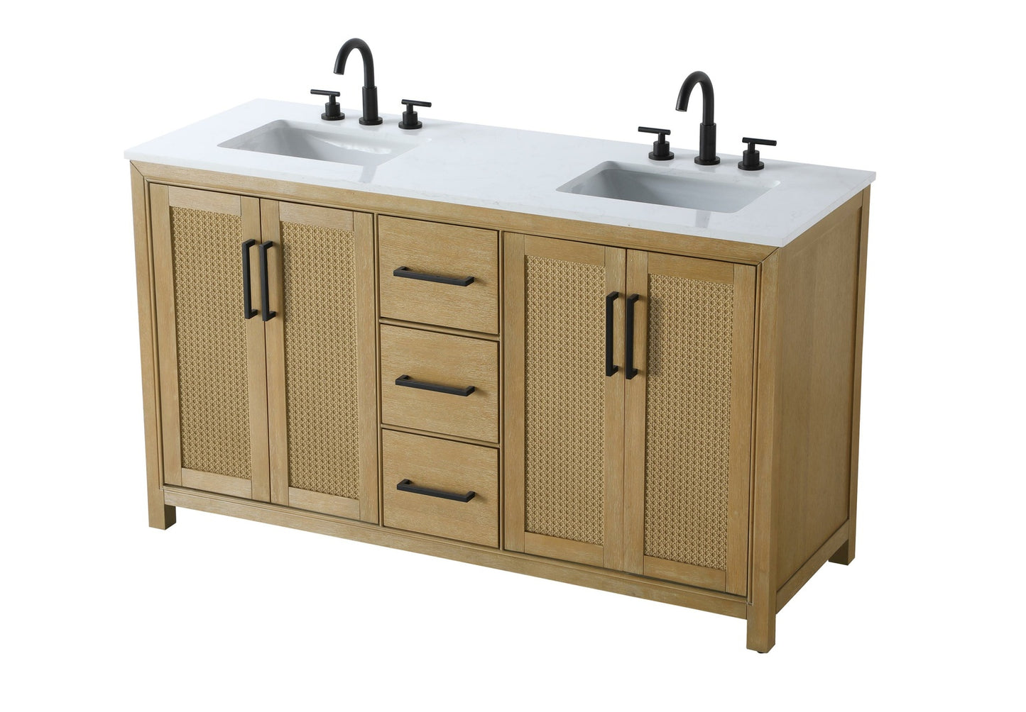 60 Inch Double Bathroom Vanity In Linen Oak VF29560DLO