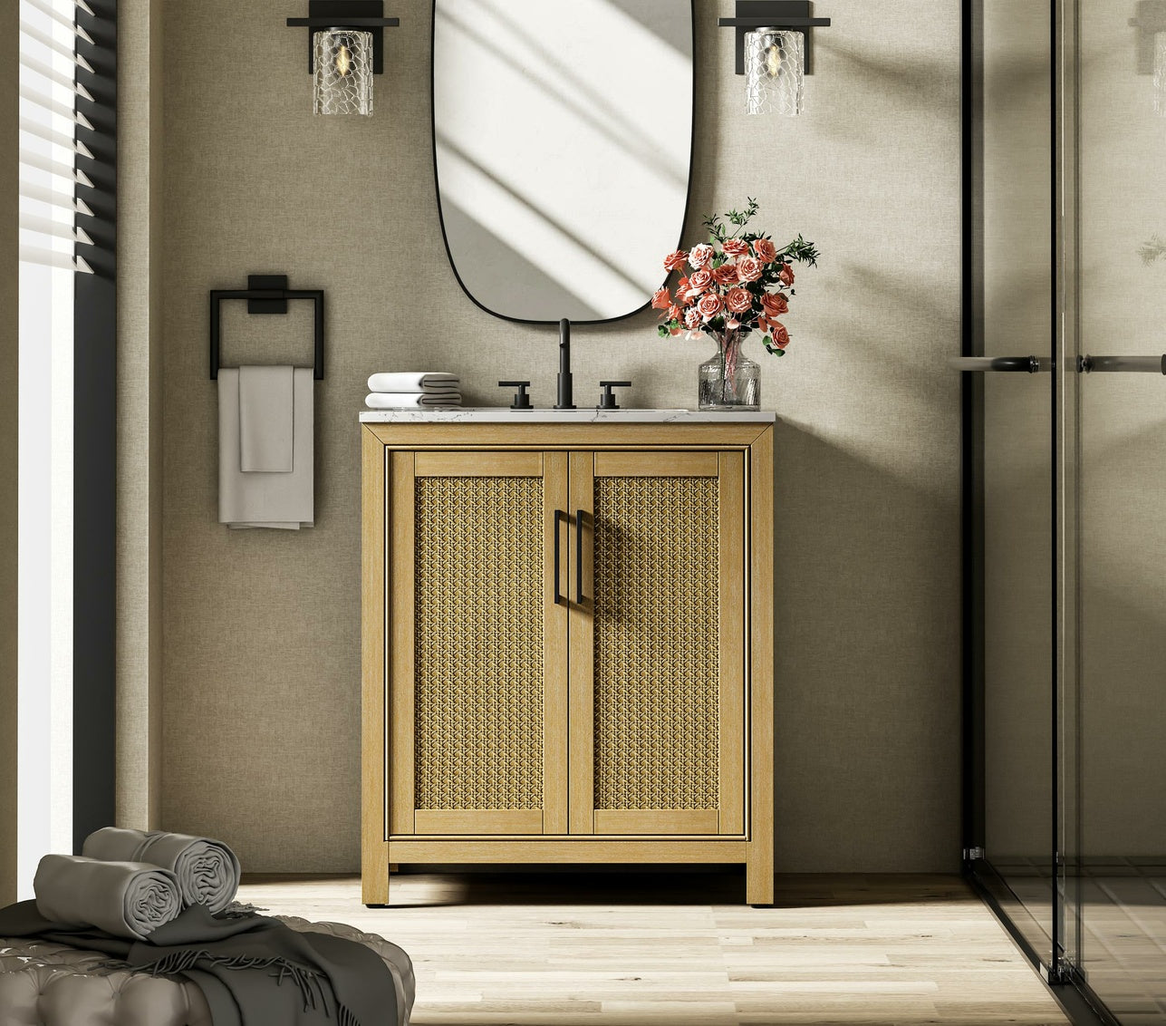30 Inch Single Bathroom Vanity In Linen Oak VF29530LO