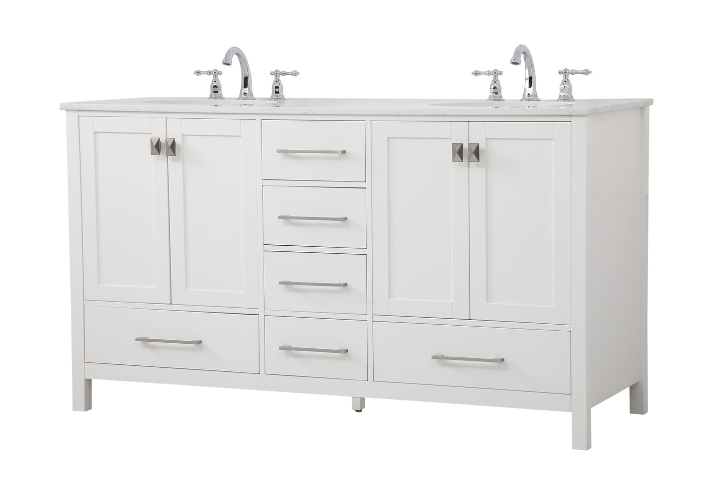 60 inch Double Bathroom Vanity in White VF18860DWH