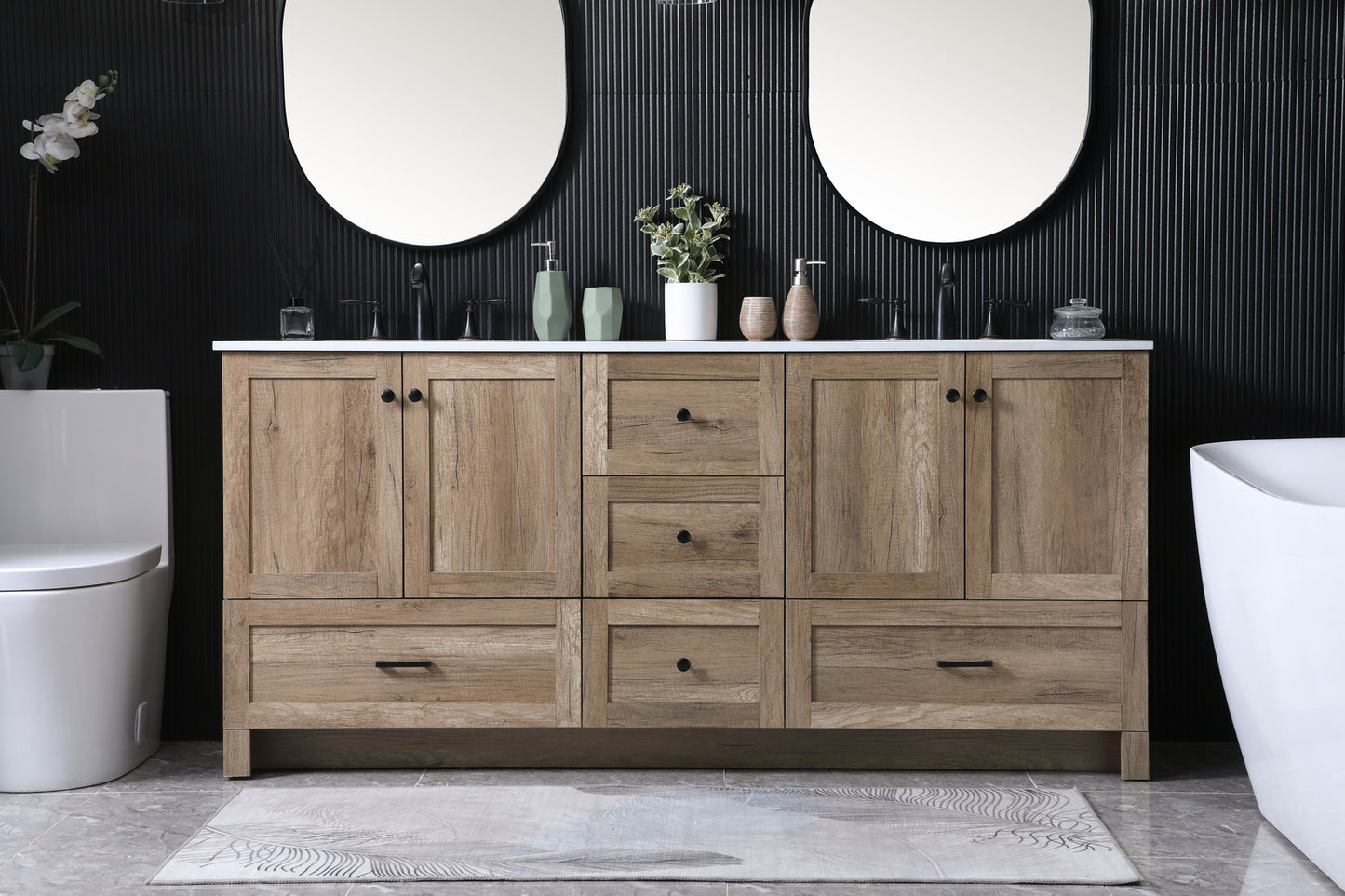 72 inch Double bathroom vanity in natural oak VF2872DNT