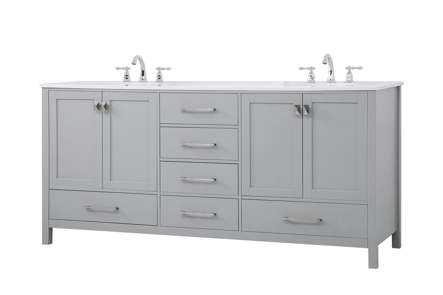 72 inch Double Bathroom Vanity in Gray VF18872DGR