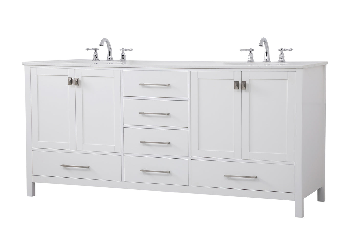 72 inch Double Bathroom Vanity in White VF18872DWH