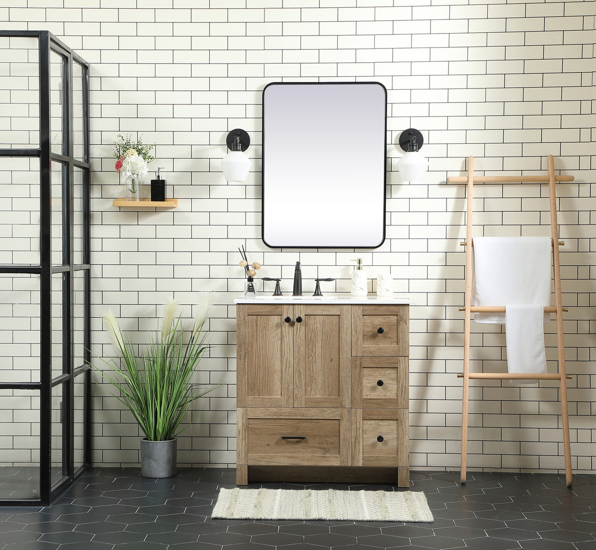 32 inch Single bathroom vanity in natural oak VF2832NT