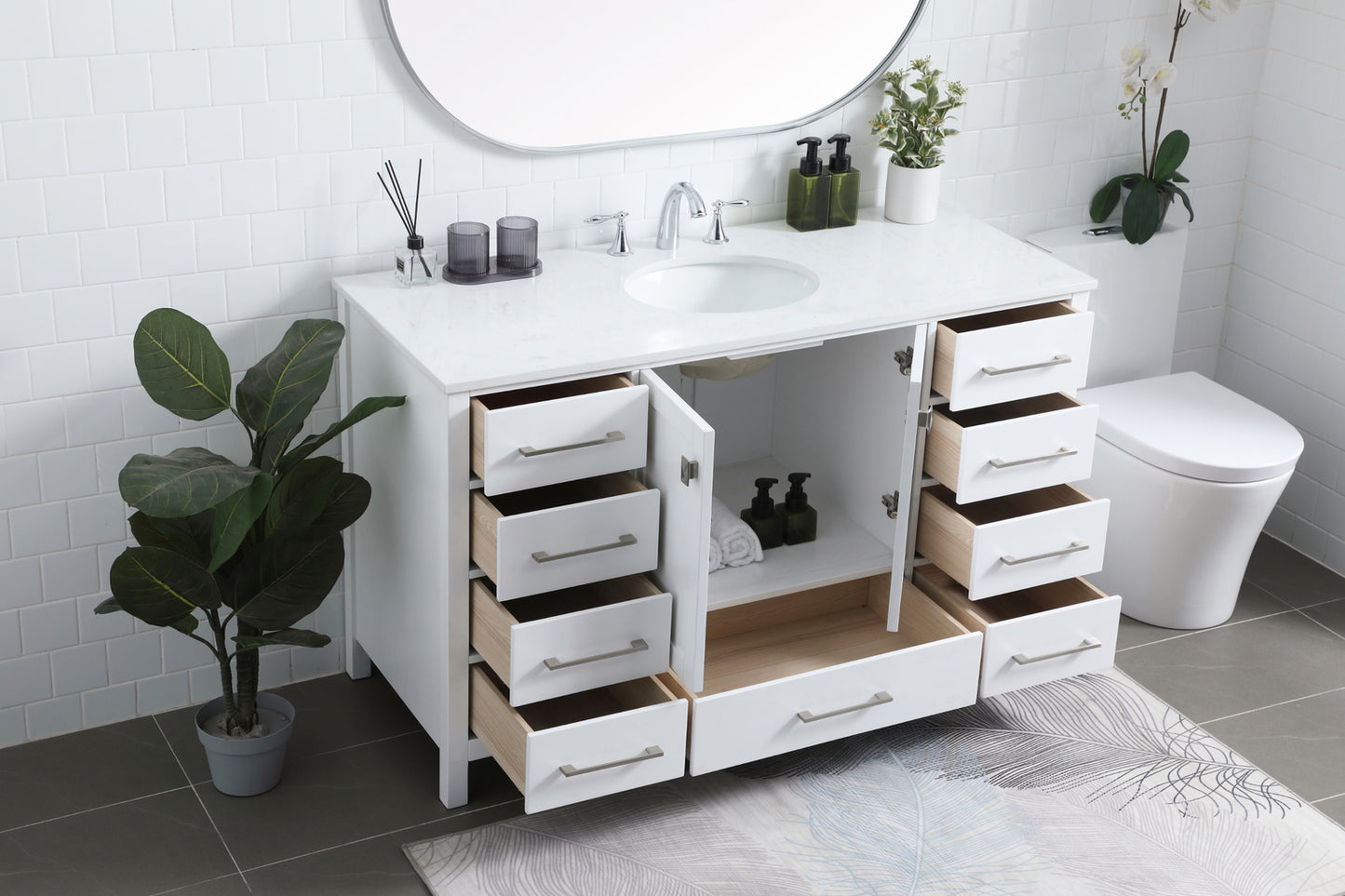 Irene Vanity Cabinet 9Dw2Dr 54x22x34 White VF18854WH