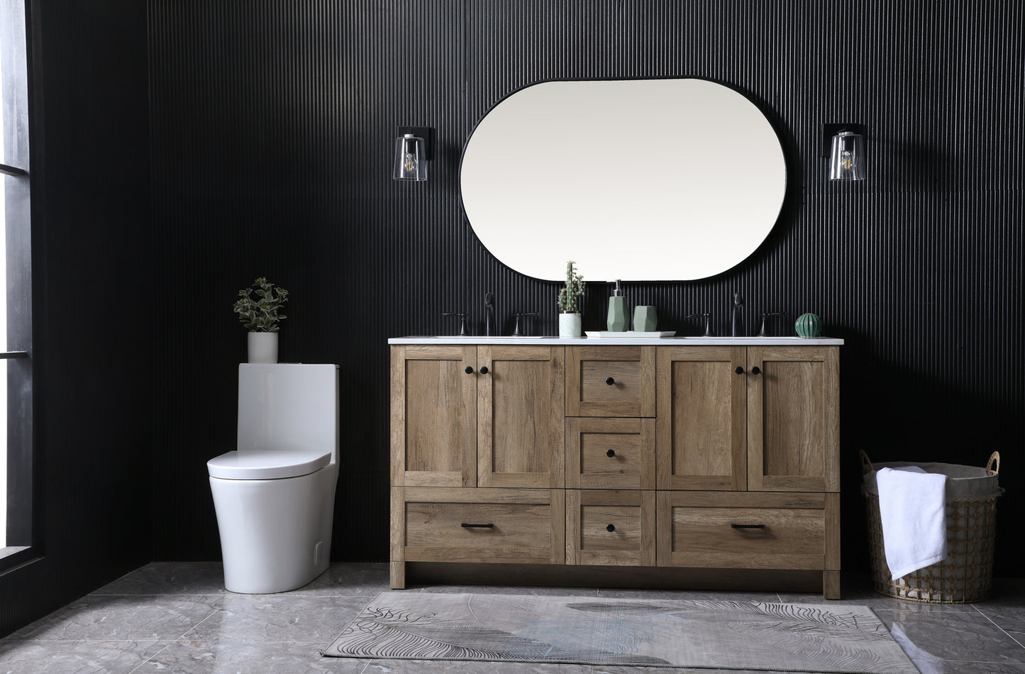 60 inch Double bathroom vanity in natural oak VF2860DNT