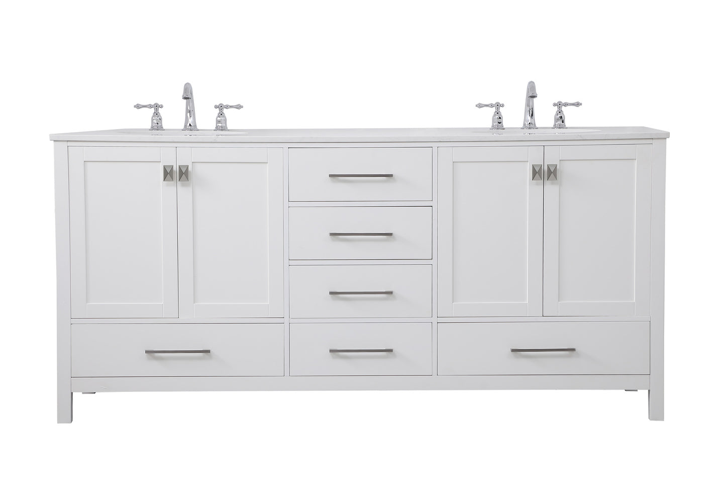 72 inch Double Bathroom Vanity in White VF18872DWH
