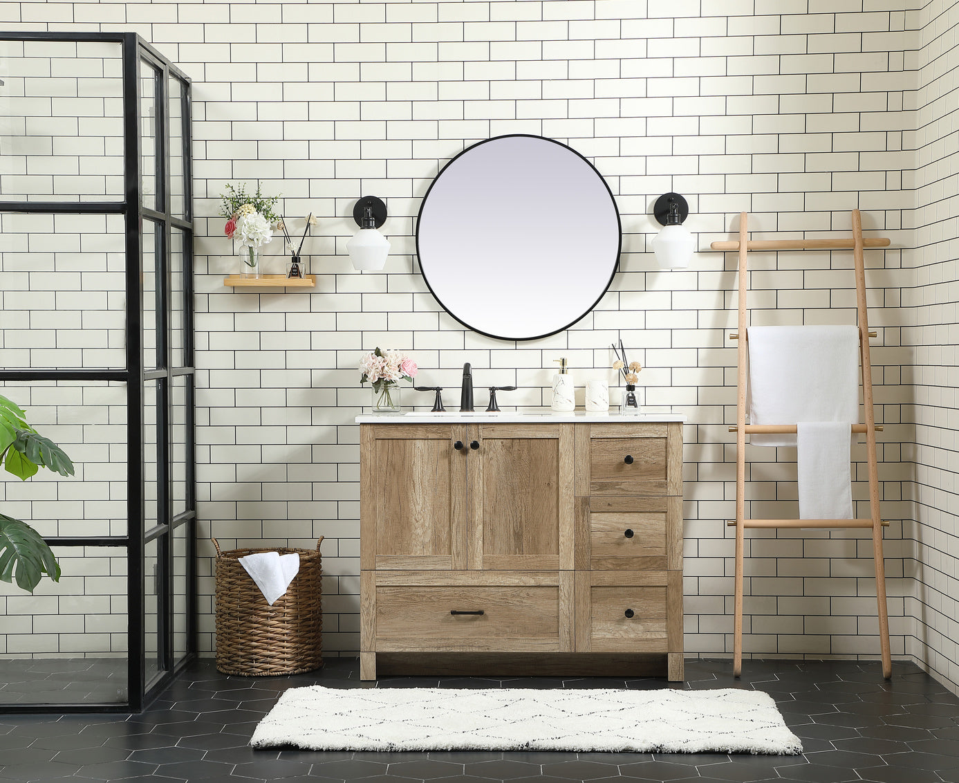 42 inch Single bathroom vanity in natural oak VF2842NT