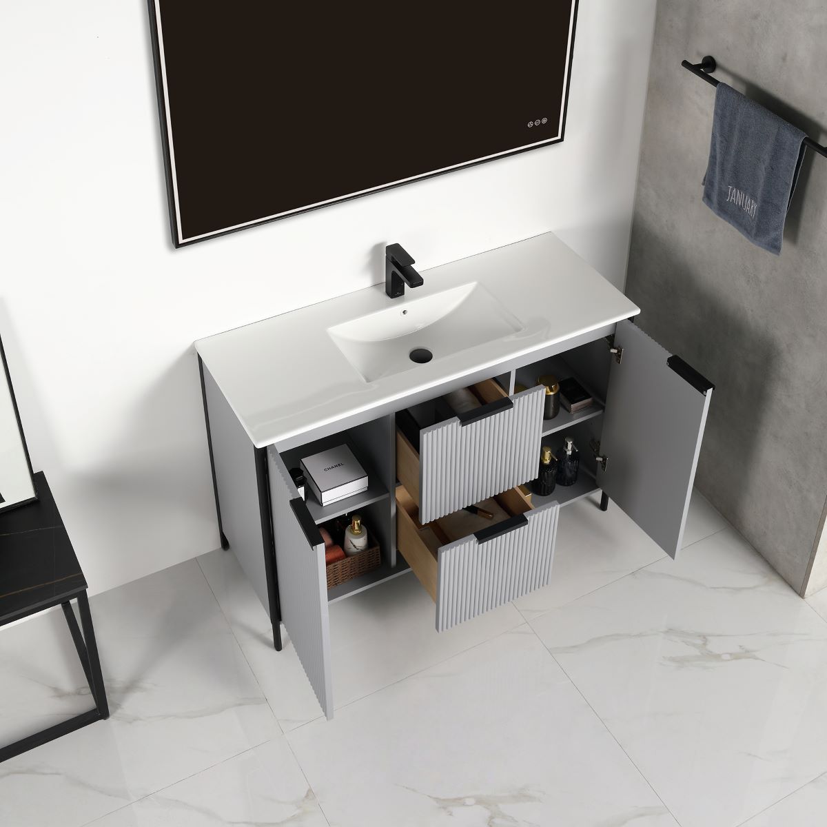 Zurich 48″ Metal Gray Vanity