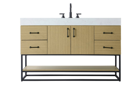 54 inch Single Bathroom Vanity in Honey Brown VF29254MHB