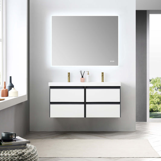 Berlin – 48 Inch Vanity with Sink – Glossy White & Glossy Grey