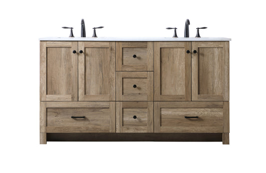 60 inch Double bathroom vanity in natural oak VF2860DNT