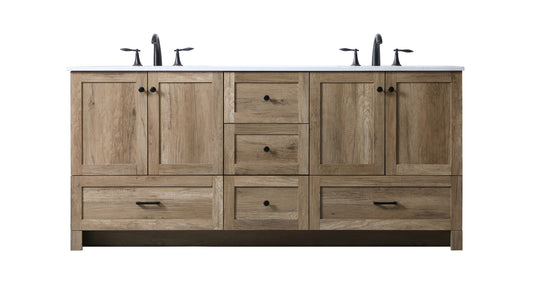 72 inch Double bathroom vanity in natural oak VF2872DNT