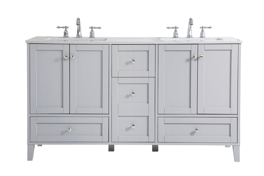 60 inch Double Bathroom Vanity in Grey VF18060DGR