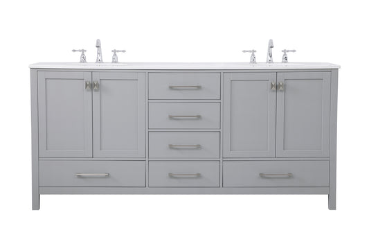 72 inch Double Bathroom Vanity in Gray VF18872DGR