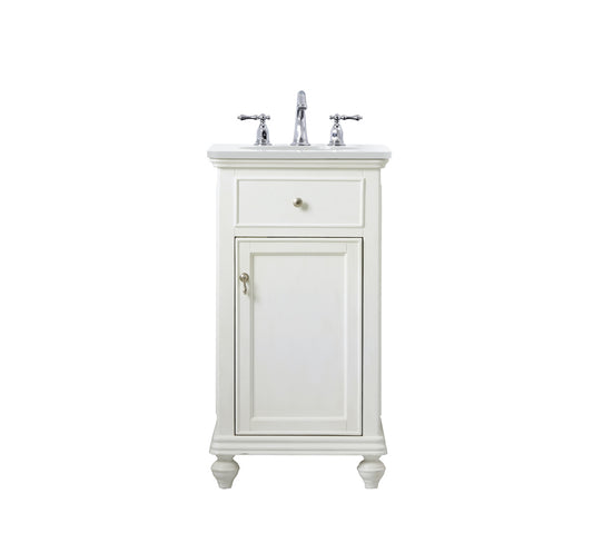 19 inch Single Bathroom vanity in antique white with ivory white engineered marble