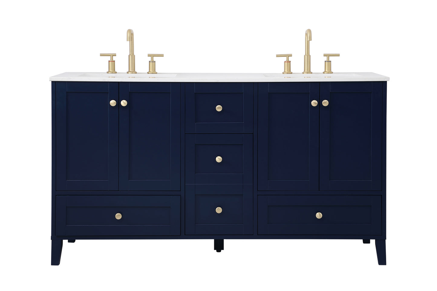 60 inch Double Bathroom Vanity in Blue VF18060DBL