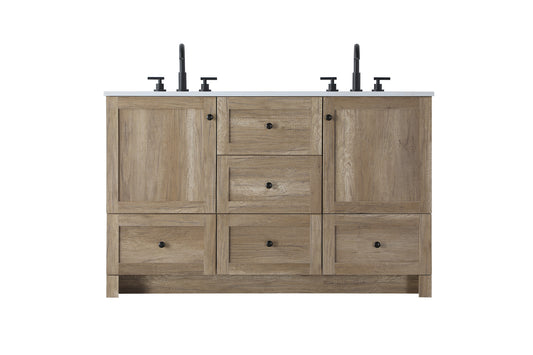 54 inch Double Bathroom Vanity In Natural Oak VF2854DNT