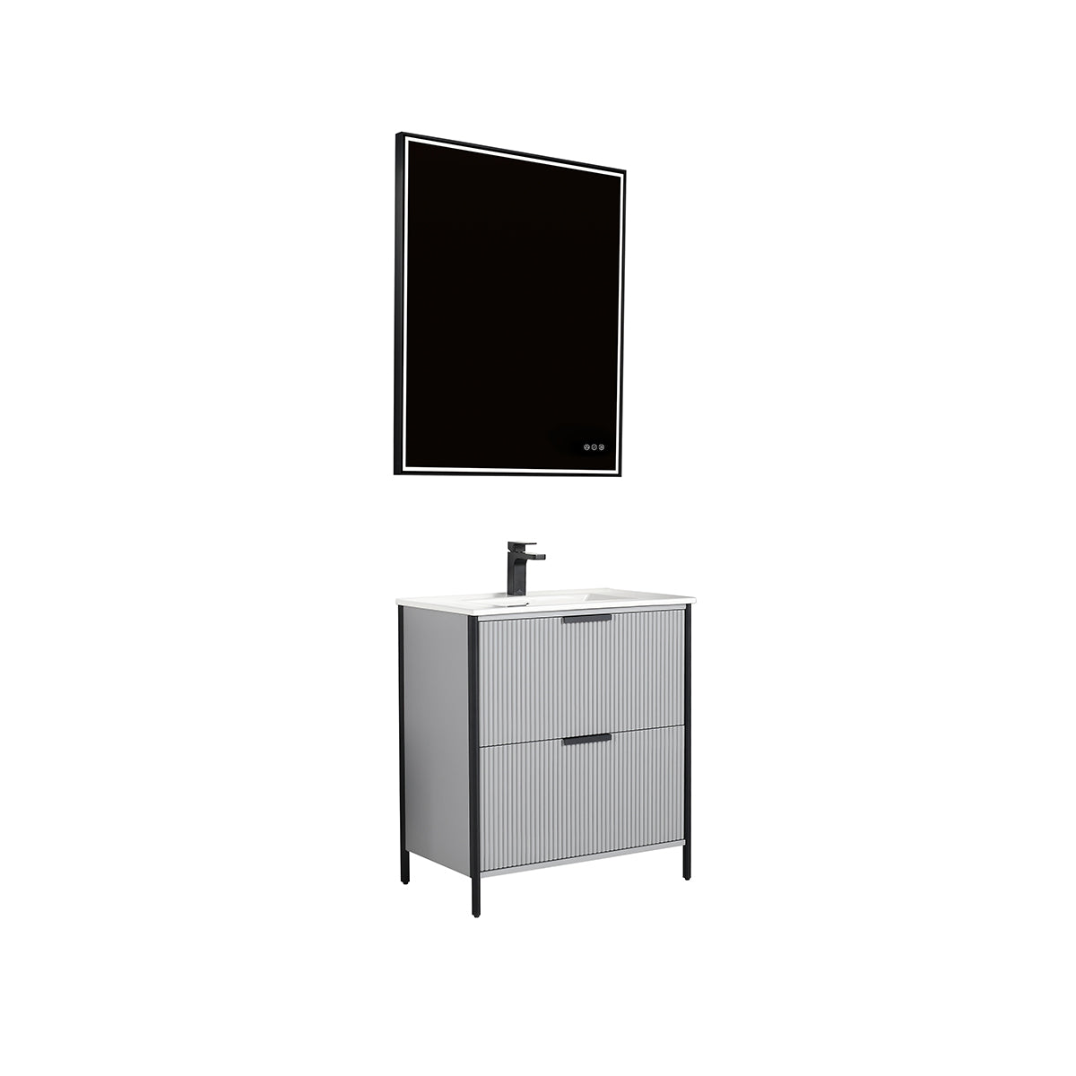 Metal Gray Zurich 30″ Vanity with Ceramic Top-Mount Basin