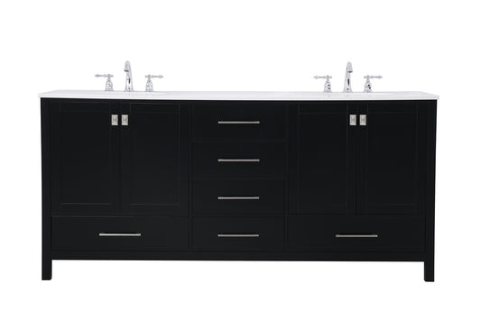 72 inch Double Bathroom Vanity in Black VF18872DBK