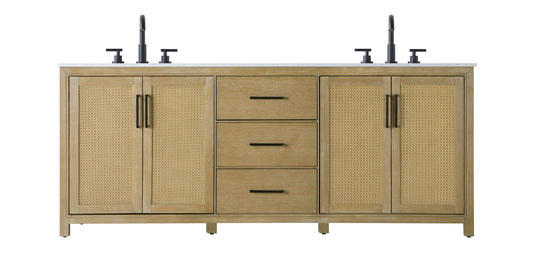 84 Inch Double Bathroom Vanity In Linen Oak VF29584DLO