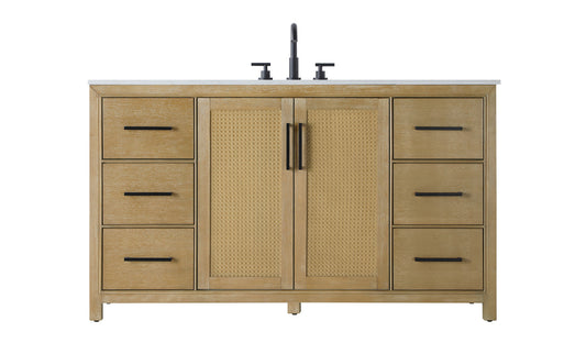 60 Inch Single Bathroom Vanity In Linen Oak VF29560LO