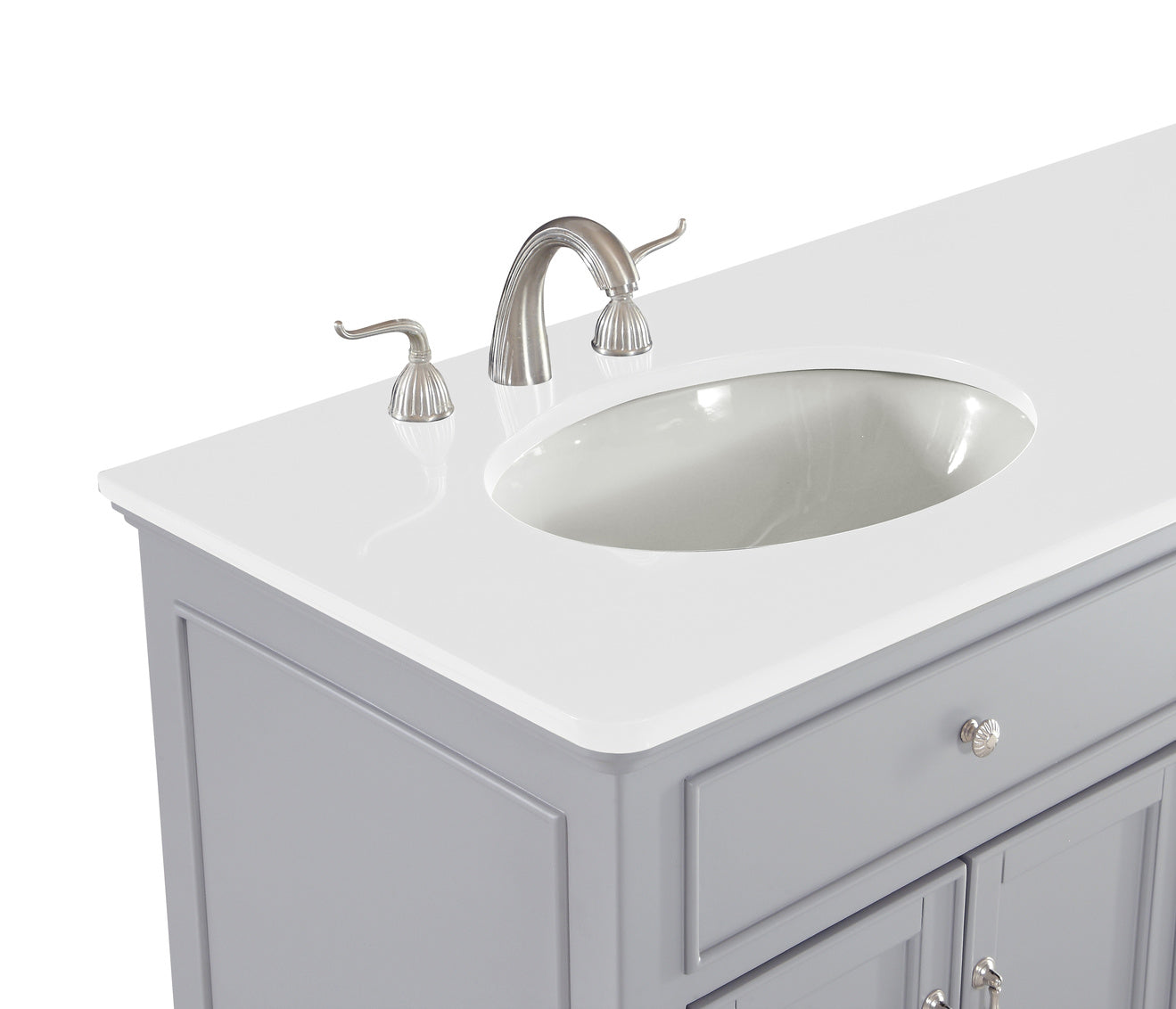 60 inch Double Bathroom vanity in Light Grey with ivory white engineered marble